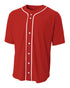 A4 Short Sleeve Full Button Baseball Top (N4184), Color 'Scarlet'