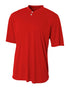 A4 Youth Tek 2-Button Henley (NB3143), Color 'Scarlet'