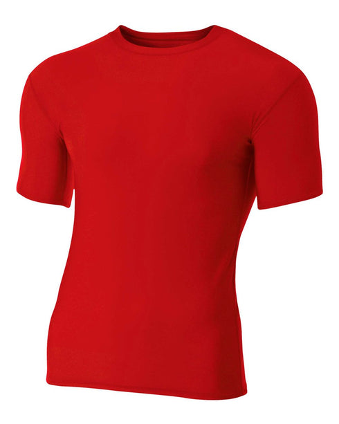 A4 Short Sleeve Compression Crew (N3130), Color 'Scarlet'