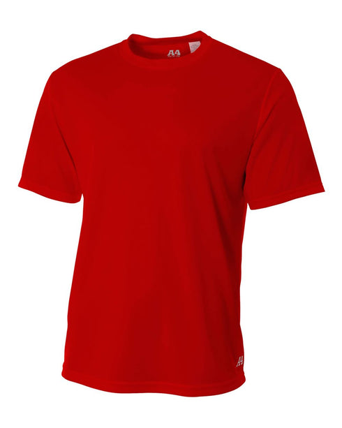 A4 Men's Short Sleeve Crew Birds Eye Mesh Tee (N3252), Color 'Scarlet'