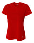 A4 Women's Short Sleeve V-Neck Birds Eye Mesh Tee (NW3254), Color 'Scarlet'