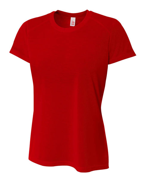 A4 Women's Spun Poly Tee (NW3264), Color 'Scarlet'