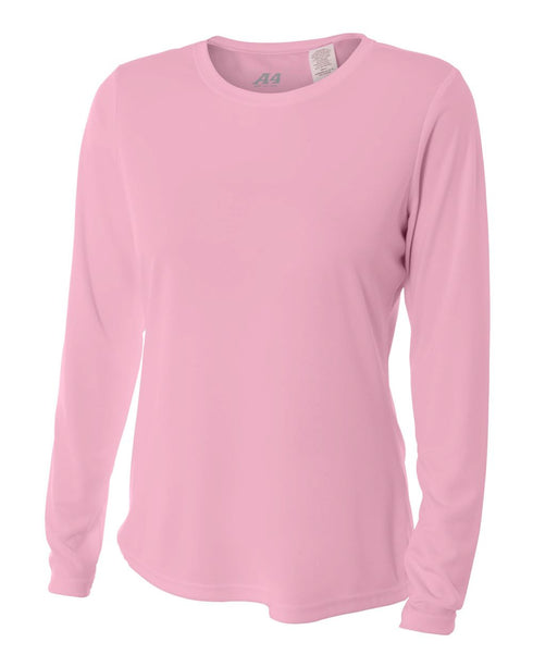A4 Women's Long Sleeve Performance Crew, Sizes 2XL-4XL (NW3002), Color 'Pink'