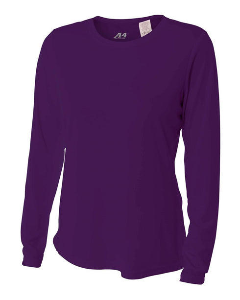 A4 Women's Long Sleeve Performance Crew, Sizes 2XL-4XL (NW3002), Color 'Purple'