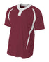 A4 Youth 2-Button Color Block Henley (NB4229), Color 'Cardinal/White'