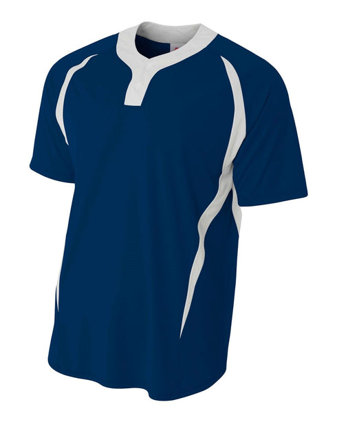 A4 Youth 2-Button Color Block Henley (NB4229), Color 'Navy/White'