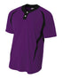 A4 Youth 2-Button Color Block Henley (NB4229), Color 'Purple/Black'