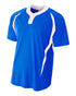 A4 Youth 2-Button Color Block Henley (NB4229), Color 'Royal/White'