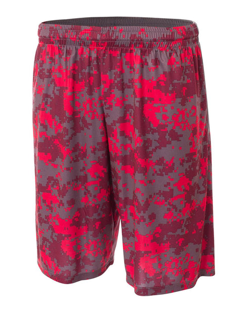 A4 8" Camo Performance Short (NB5322), Color 'Scarlet Camo'