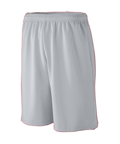 Augusta Sportswear Youth Longer Length Wicking Mesh Athletic Shorts (809), Color 'Silver Grey'