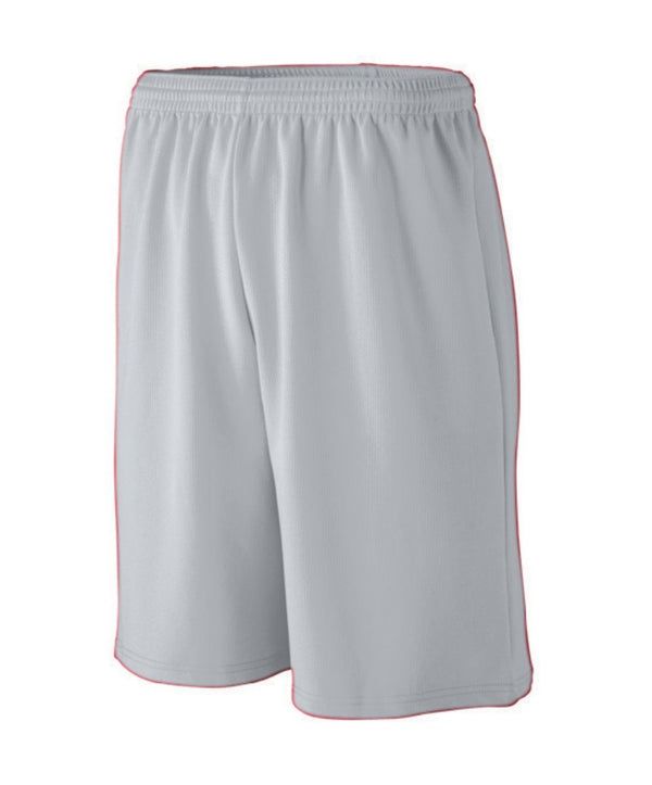 Augusta Sportswear Youth Longer Length Wicking Mesh Athletic Shorts (809), Color 'Silver Grey'