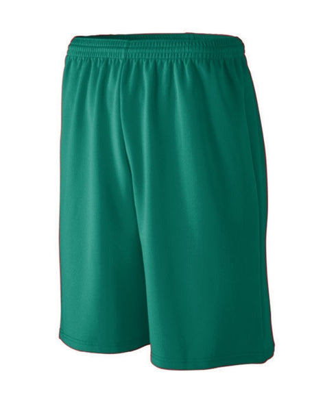 Augusta Sportswear Youth Longer Length Wicking Mesh Athletic Shorts (809), Color 'Dark Green'