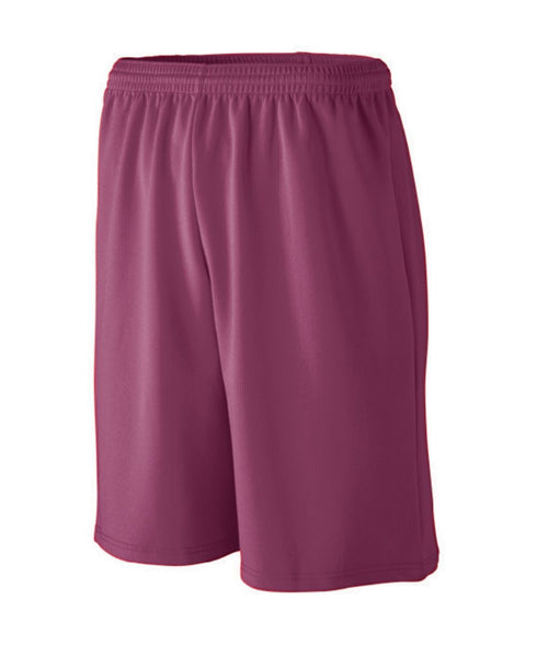 Augusta Sportswear Youth Longer Length Wicking Mesh Athletic Shorts (809), Color 'Maroon'