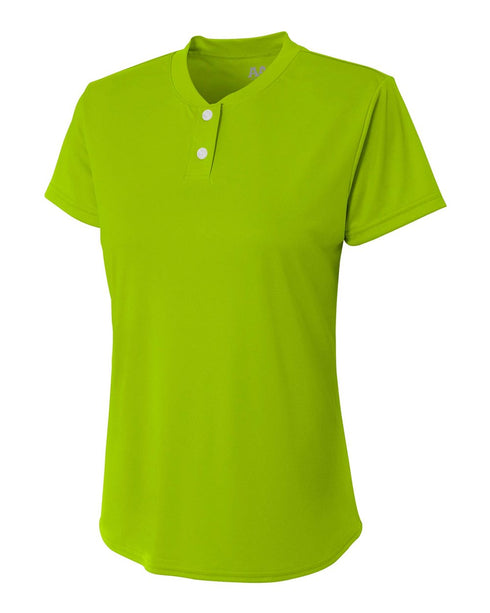 A4 Girls Tek 2 Button Henley (NG3143), Color 'Lime'