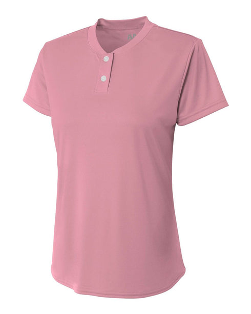 A4 Girls Tek 2 Button Henley (NG3143), Color 'Pink'