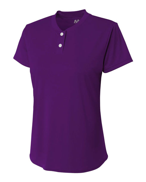 A4 Girls Tek 2 Button Henley (NG3143), Color 'Purple'