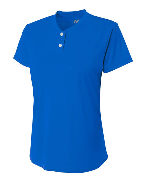 A4 Girls Tek 2 Button Henley (NG3143), Color 'Royal'