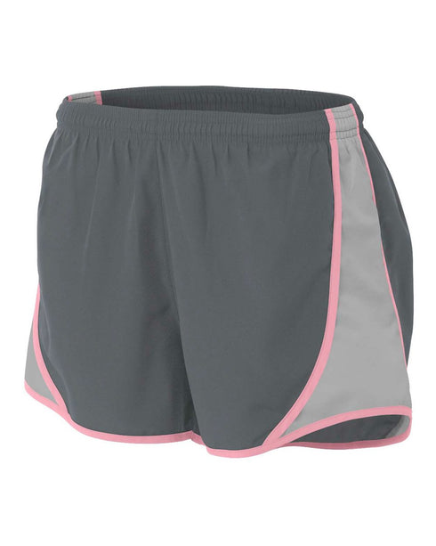 A4 Womens 3" Speed Short (NW5341), Color 'Graphite/Pink'