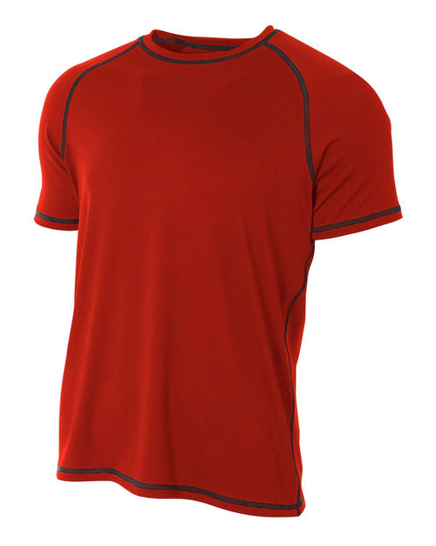 A4 Raglan with Flatlock Stitching (N3275), Color 'Scarlet'