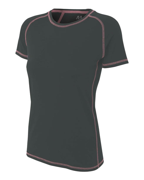 A4 Women's Raglan with Flatlock Stitching (NW3275), Color 'Graphite'