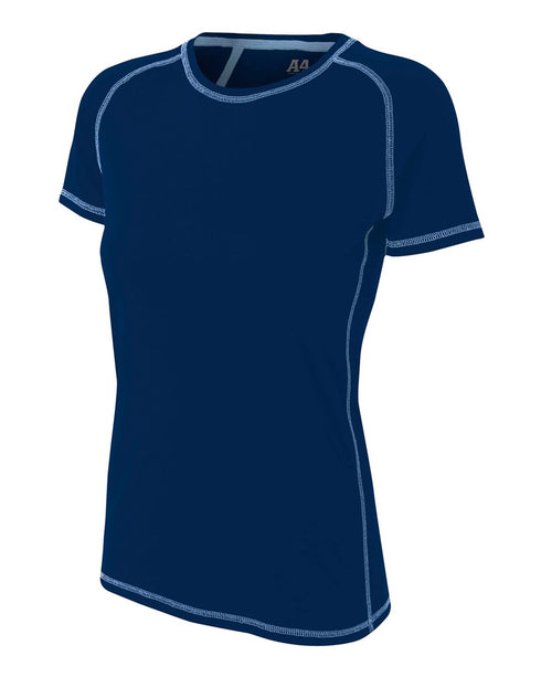 A4 Women's Raglan with Flatlock Stitching (NW3275), Color 'Navy'