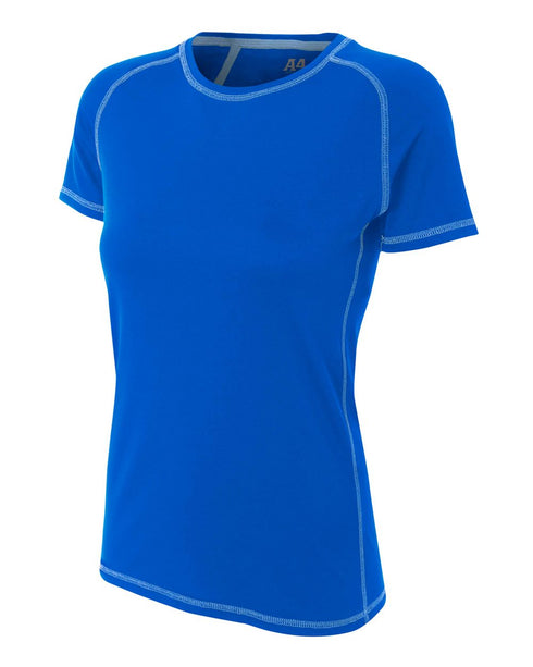 A4 Women's Raglan with Flatlock Stitching (NW3275), Color 'Royal'