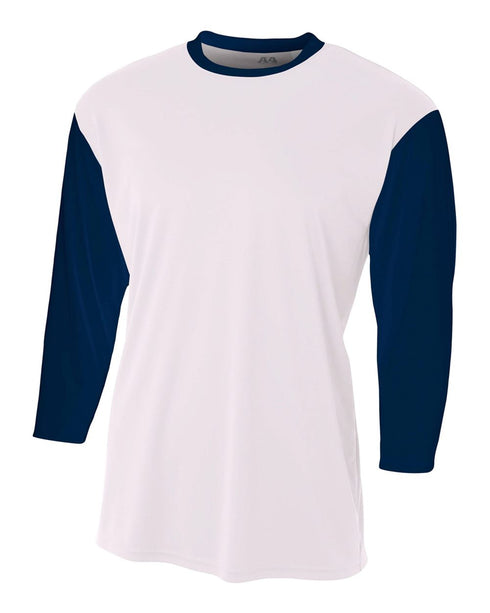 A4 3/4 Sleeve Utility Shirt (N3294), Color 'White/Navy'