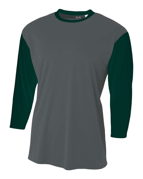 A4 Youth 3/4 Sleeve Utility Shirt (NB3294), Color 'Graphite/Forest'