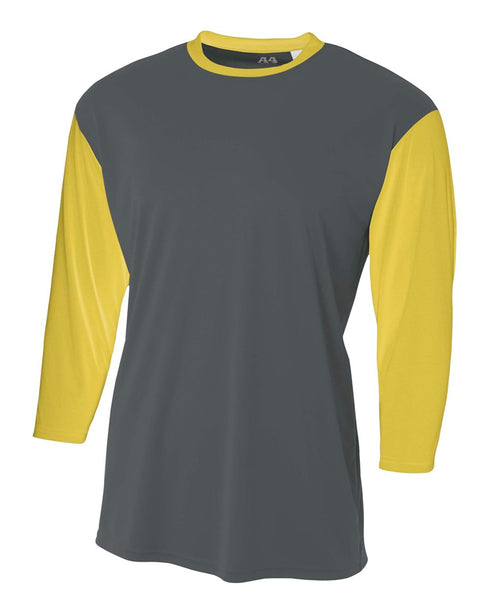 A4 Youth 3/4 Sleeve Utility Shirt (NB3294), Color 'Graphite/Gold'