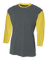 A4 Youth 3/4 Sleeve Utility Shirt (NB3294), Color 'Graphite/Gold'