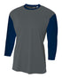 A4 Youth 3/4 Sleeve Utility Shirt (NB3294), Color 'Graphite/Navy'