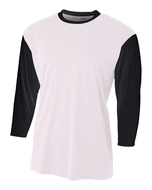 A4 Youth 3/4 Sleeve Utility Shirt (NB3294), Color 'White/Black'