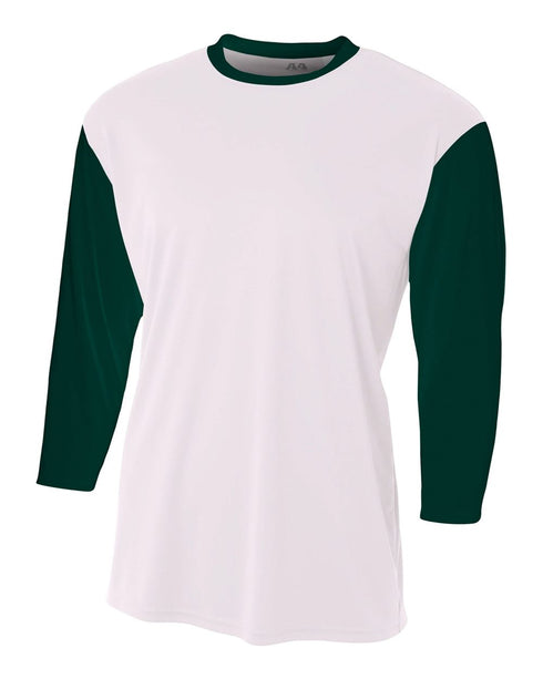 A4 Youth 3/4 Sleeve Utility Shirt (NB3294), Color 'White/Forest'