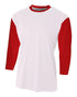 A4 Youth 3/4 Sleeve Utility Shirt (NB3294), Color 'White/Scarlet'