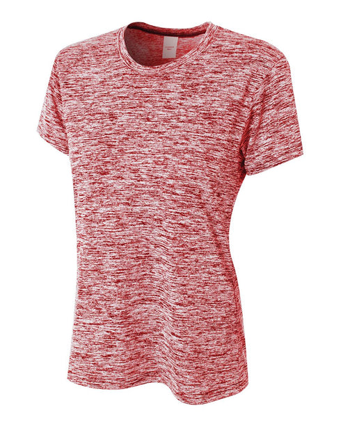 A4 Women's Space Dye Tech Shirt (NW3296), Color 'Scarlet'