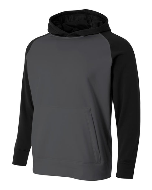 A4 Youth Color Block Tech Fleece Hoodie (NB4234), Color 'Graphite/Black'