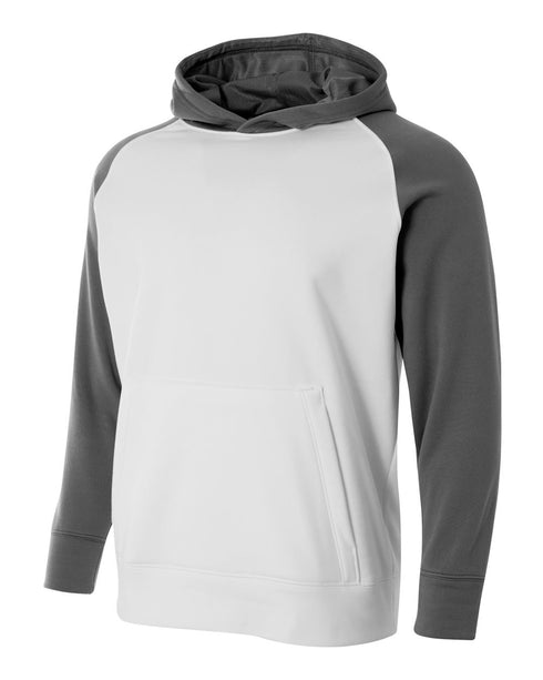 A4 Youth Color Block Tech Fleece Hoodie (NB4234), Color 'White/Graphite'