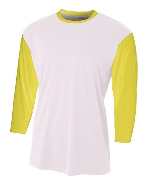 A4 Youth 3/4 Sleeve Utility Shirt (NB3294), Color 'White/Gold'