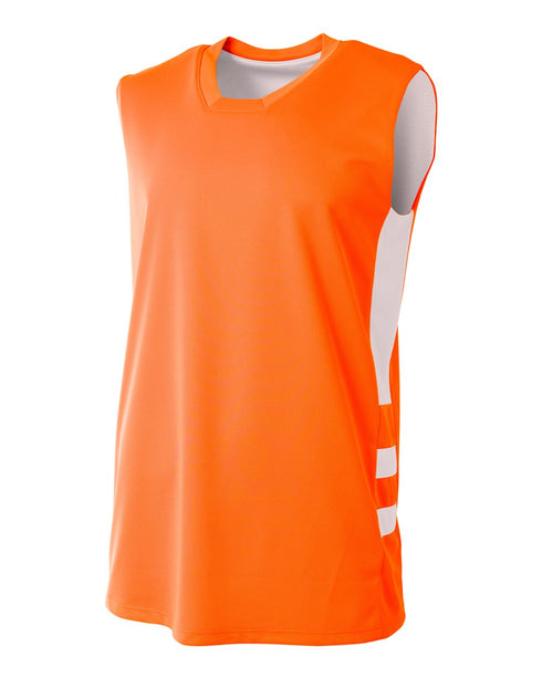 A4 Youth Reversible Speedway Muscle Tee (NB2349), Color 'Orange/White'