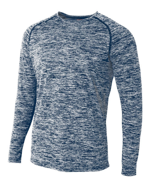 A4 Long Sleeve Raglan Space Dye (N3305), Color 'Navy'
