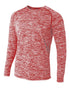 A4 Long Sleeve Raglan Space Dye (N3305), Color 'Scarlet'