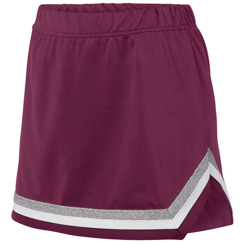 Augusta Sportswear Ladies Pike Skirt (9145), Color 'Maroon/White/Metallic Silver'