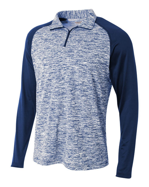 A4 1/4 Zip Long Sleeve Space Dye w/ Contrast (N4249), Color 'Navy'