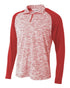 A4 1/4 Zip Long Sleeve Space Dye w/ Contrast (N4249), Color 'Scarlet'