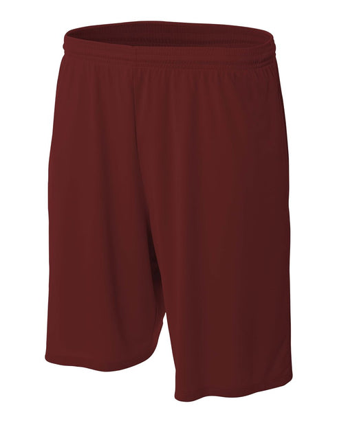 A4 9" Moisture Management Short with Side Pockets (N5338), Color 'Maroon'