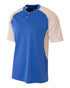 A4 Youth 2-Button Henley w/ Contrast Stretch Mesh (NB3315), Color 'Royal/White'