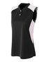 A4 Womens Sleeveless Henley w/ Stretch Mesh Contrast