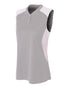 A4 Womens Sleeveless Henley w/ Stretch Mesh Contrast (NW3318), Color 'Silver/White'