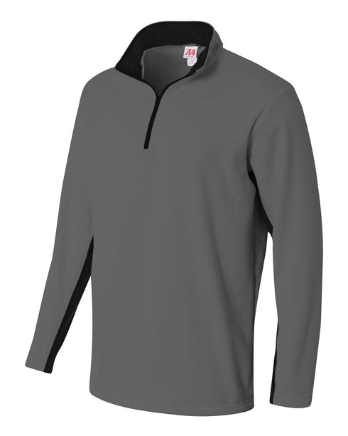 A4 1/4 Zip Color Block Fleece Jacket (N4246), Color 'Graphite/Black'