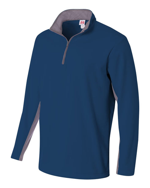 A4 1/4 Zip Color Block Fleece Jacket (N4246), Color 'Navy/Graphite'